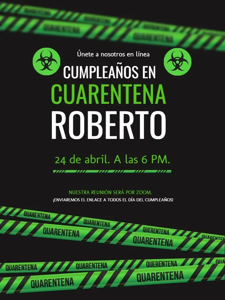 Invitación Fiesta De Virtual Cuarentena Celebración