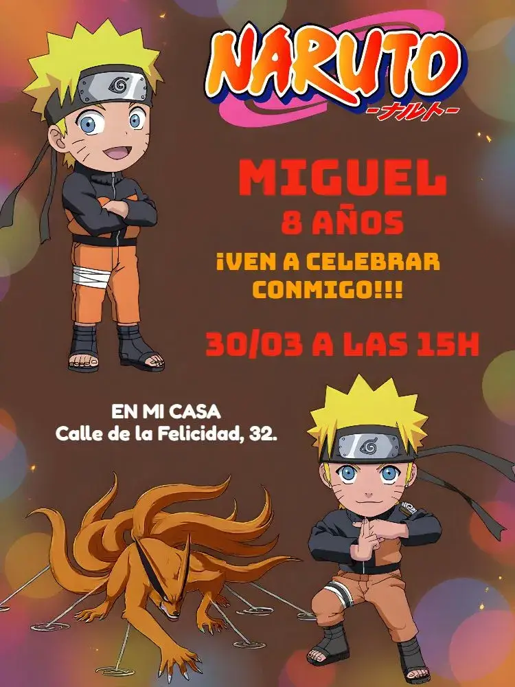 Invitación Naruto Animado