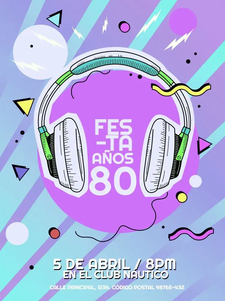 Invitación Con Tema Música Años 80 Adulto