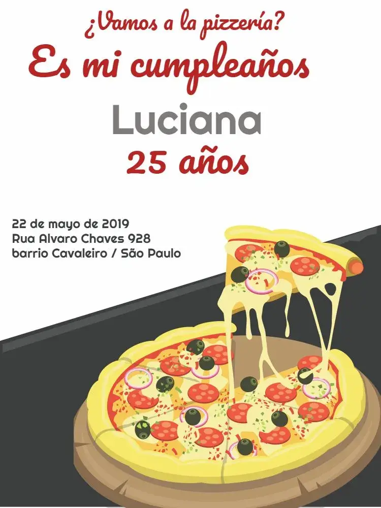 Invitación Pizzería Roja