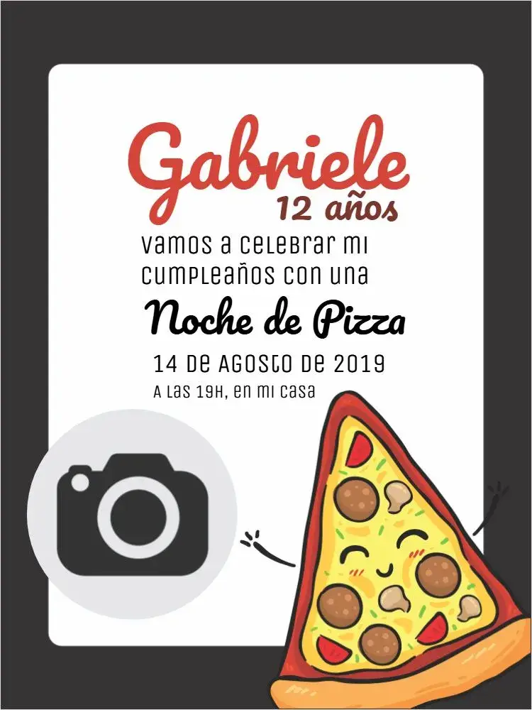 Invitación Pizza Online editable y personalizable