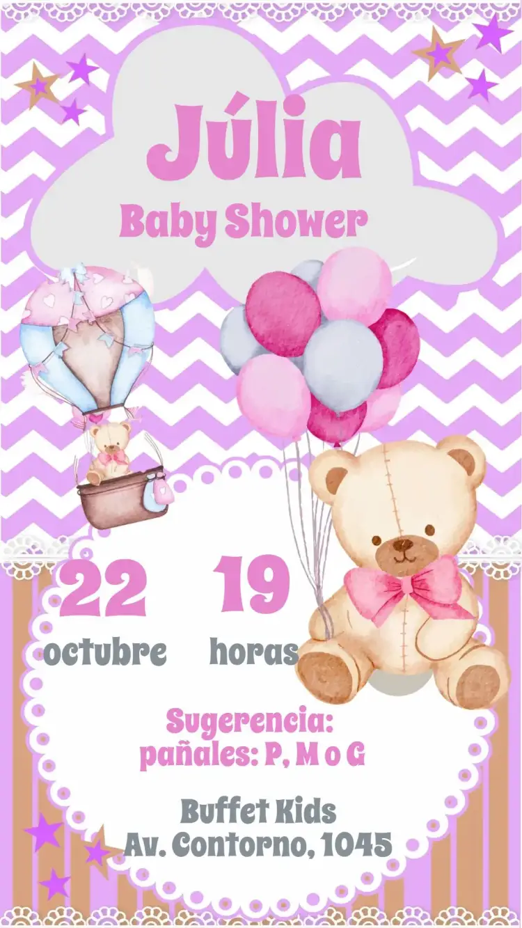 Invitación Baby Shower – tema Baby Shower colorido, pastel, ilustraciones de animales, estilo minimalista, floral, divertido