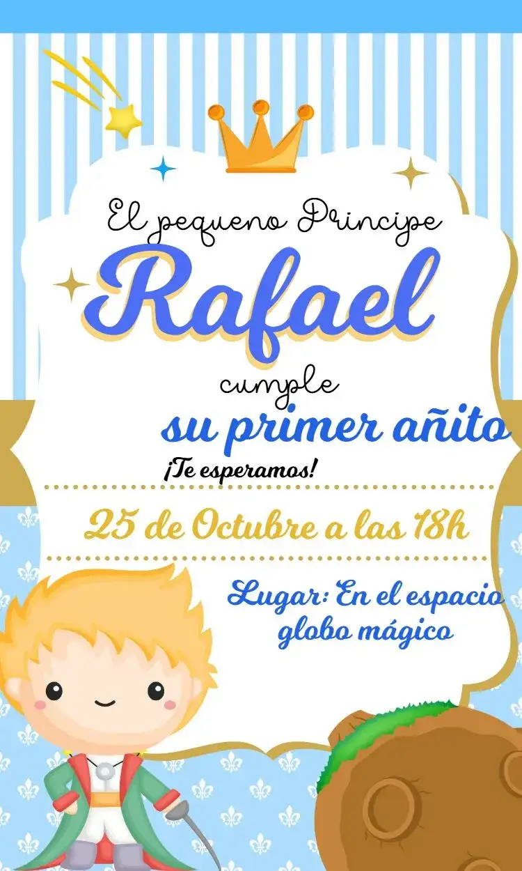 Invitación El Principito – tema Cumpleaños Infantil lúdico, suave, infantil, colorido, fantasia