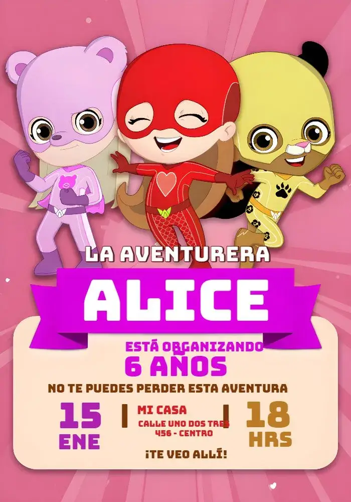 Invitación Las Aventureras Chicas Aventurera