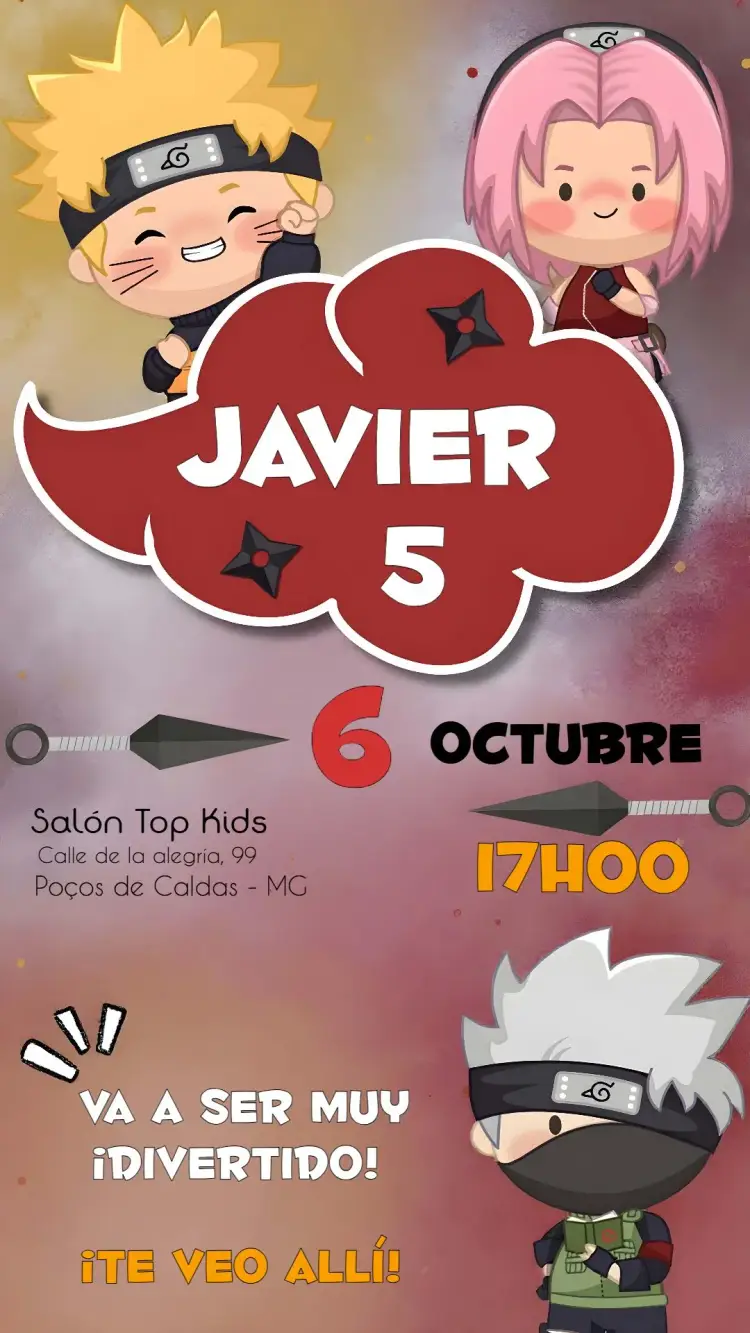 Invitación Naruto y Sakura Ninja