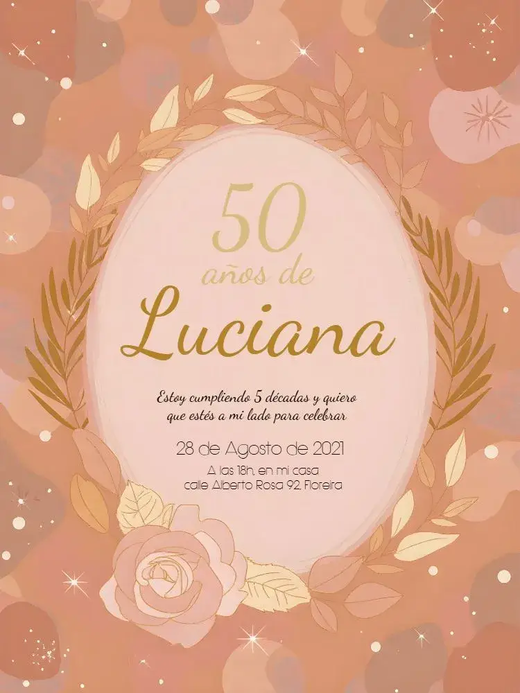 Invitación 50 Años Floral Follaje