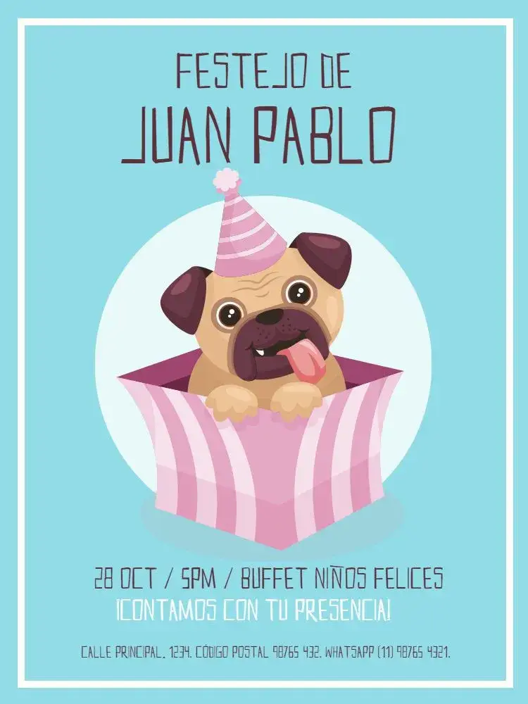 Invitación Perro Azul Lúdico