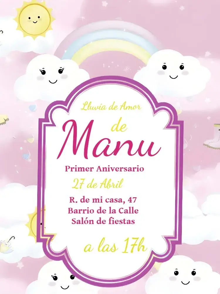 Invitación Lluvia De Amor Rosa