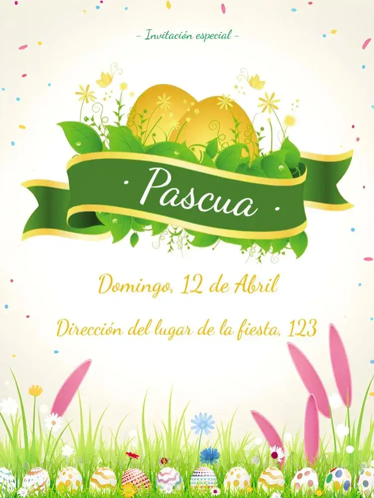 Invitación Pascua Huevos editable y personalizable