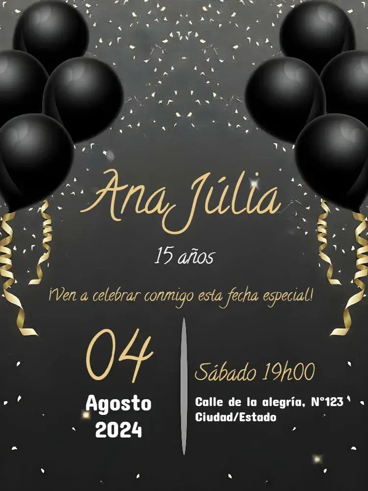 Invitación Globos Todo Negro