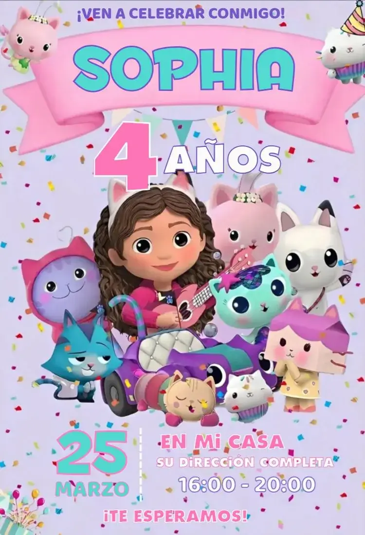 Invitación La Casa Mágica de Gabby 5