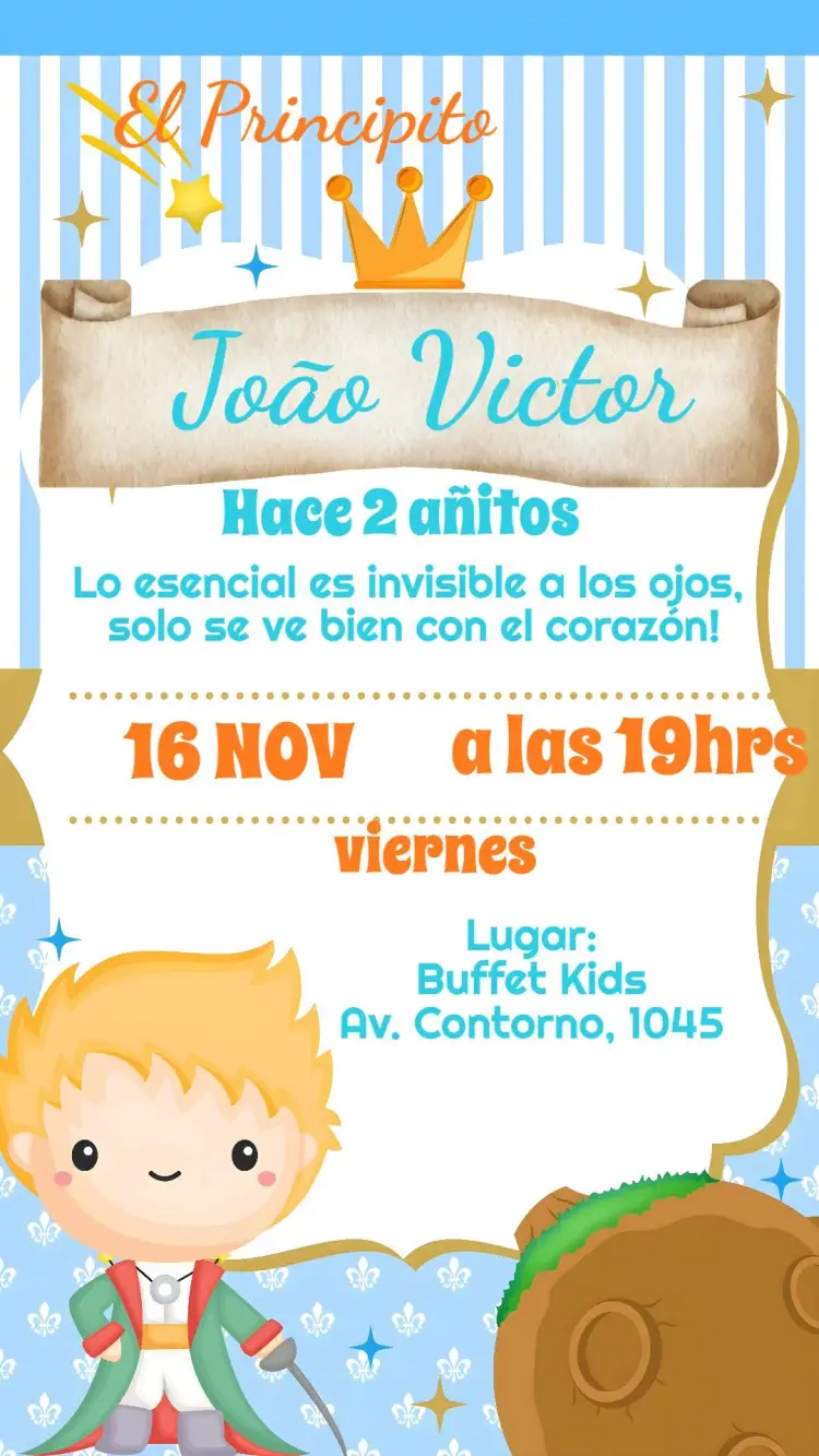 Invitación El Principito Bebé