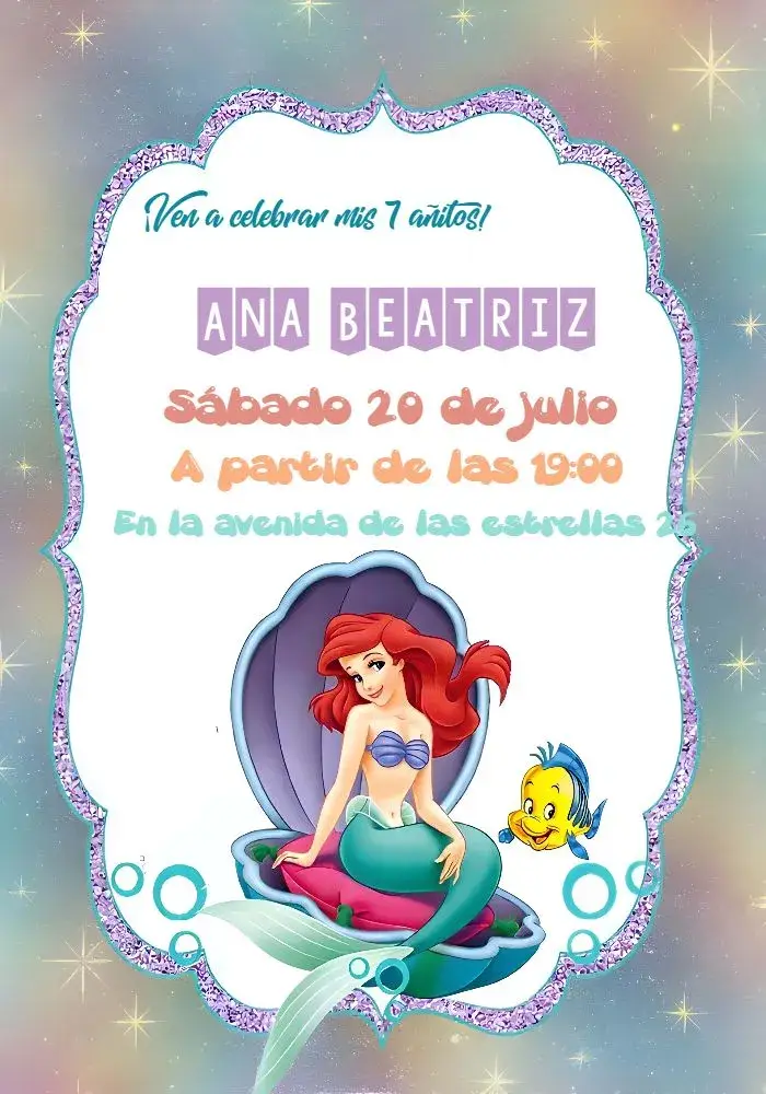 Invitación La Sirenita Ariel