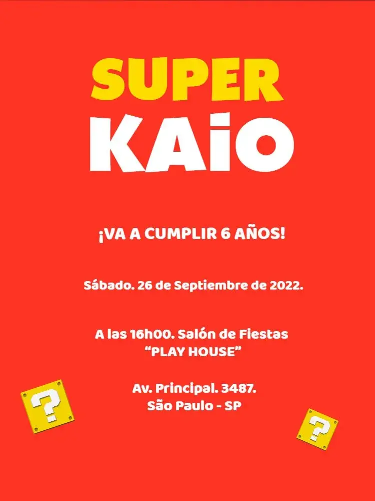 Invitación Estrellas Rojas Super