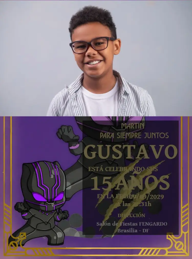 Invitación Wakanda Para Siempre Con Foto Negro