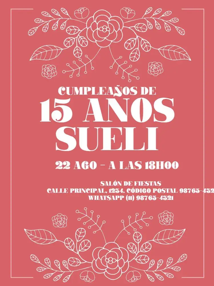 Invitación De 15 Años Rojo Debutante