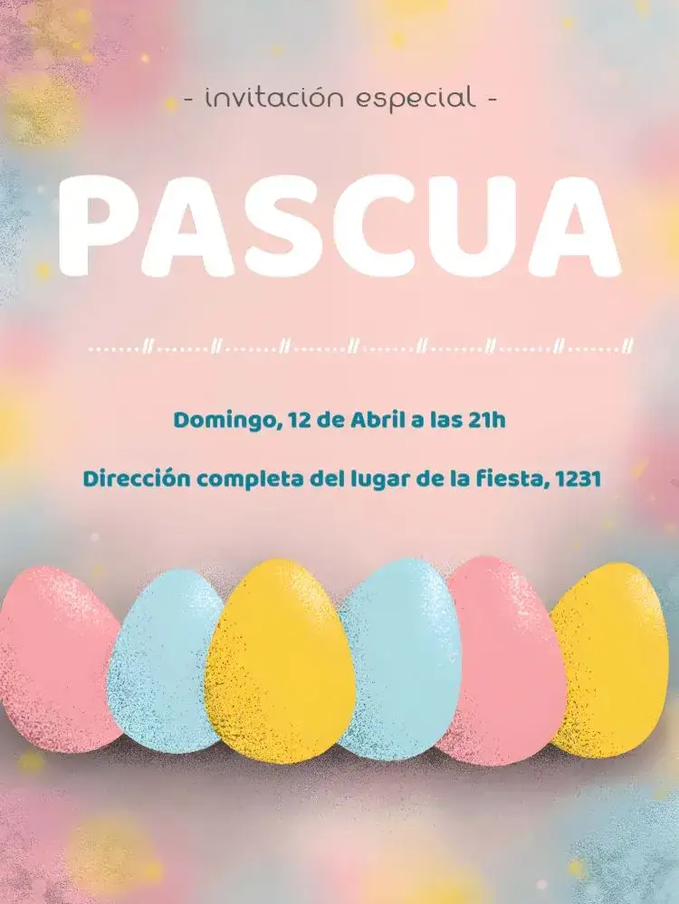 Invitación Pascua Chocolate – tema Fechas Conmemorativas marrón y blanco, chocolate, divertido, colorido, fiesta infantil, celebración familiar