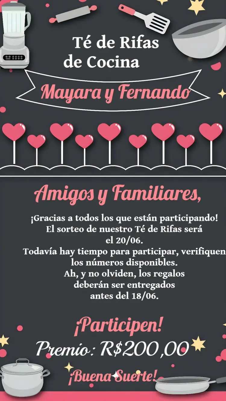 Invitación Recordatorio de Rifa de Té de Cocina Floral