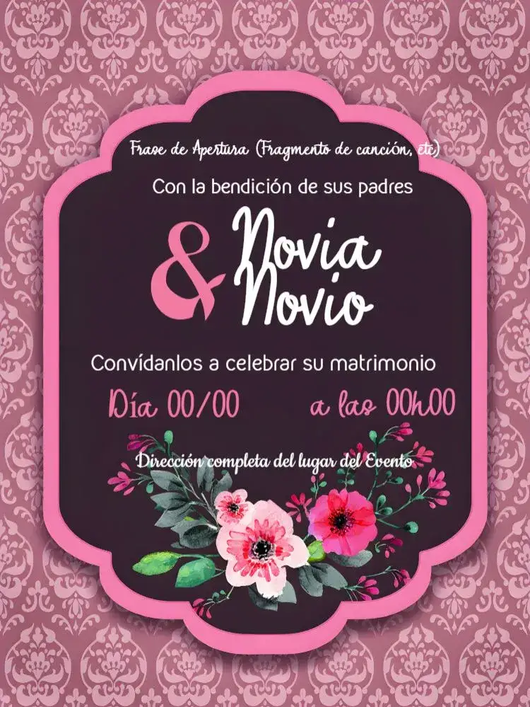 Invitación Boda Floral Rosa – tema Boda floral, romántico, provenzal, elegante, pastel, natural
