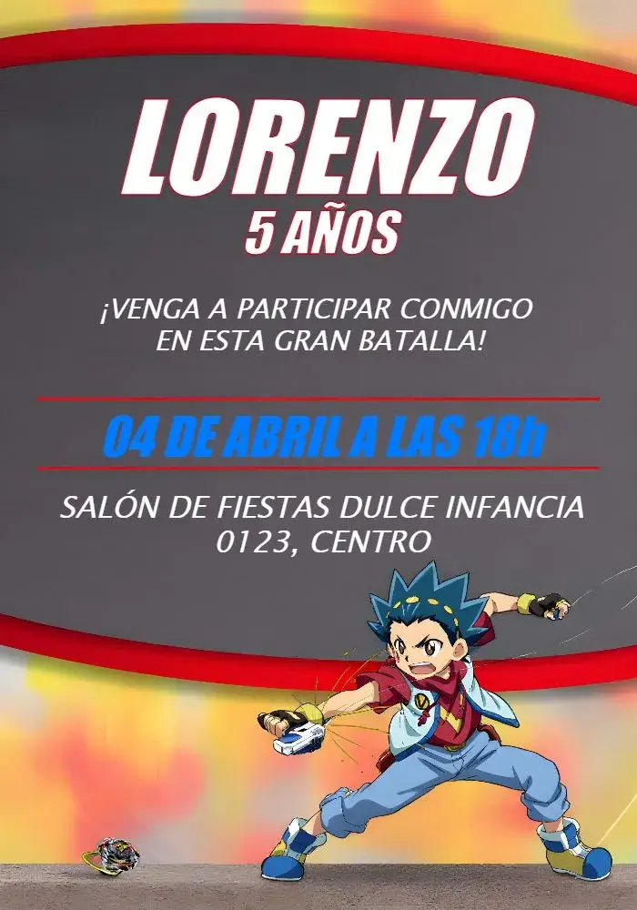 Invitación Beyblade Infantil