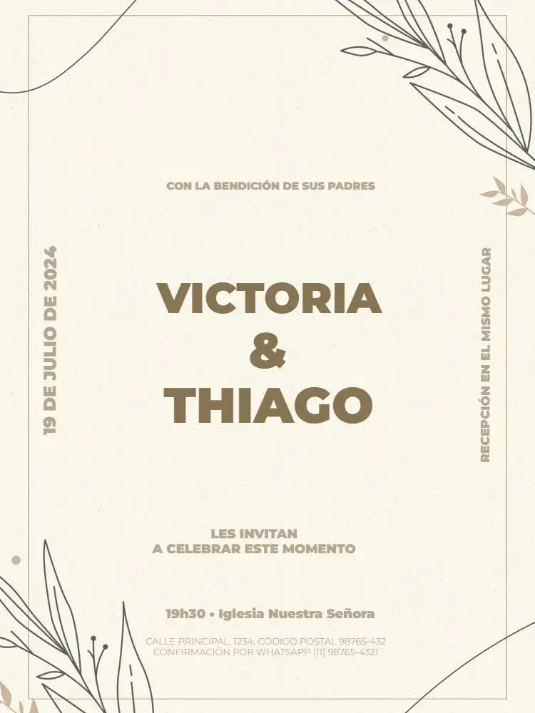 Invitación Boda Elegante Y Delicada Beige