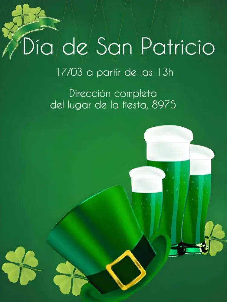 Invitación Día De San Patricio Saint – tema Fechas Conmemorativas verde intenso, tradiciones irlandesas, elementos festivos, moderno, divertido, temático