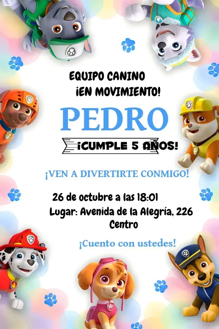 Invitación Patrulla Canina Azul