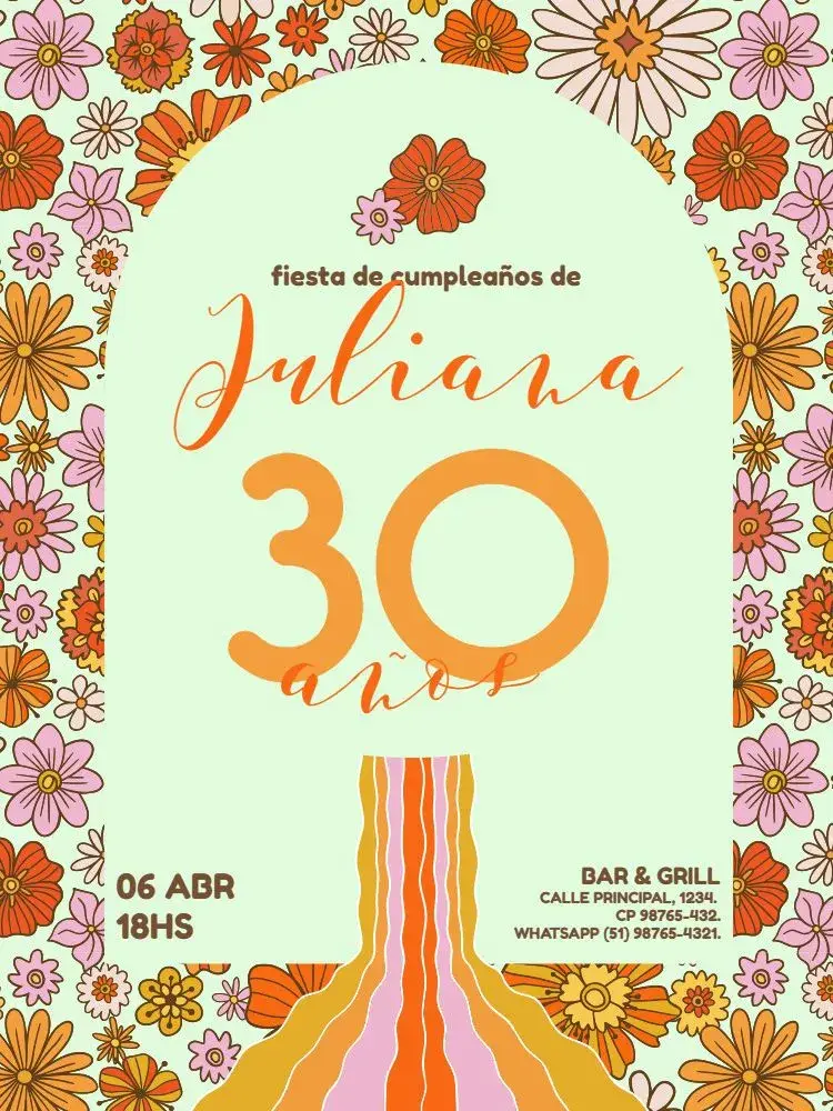 Invitación 30 Años Celebración Floral
