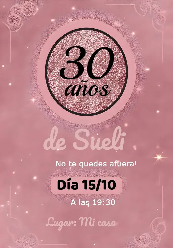 Invitación Glitter Adulto