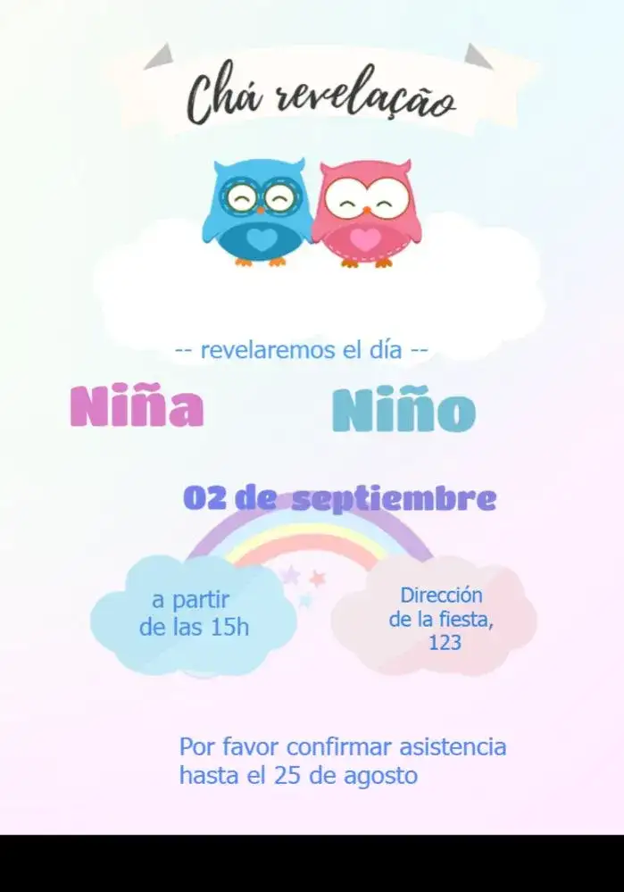 Baby Shower Owl Gender Reveal Celebration