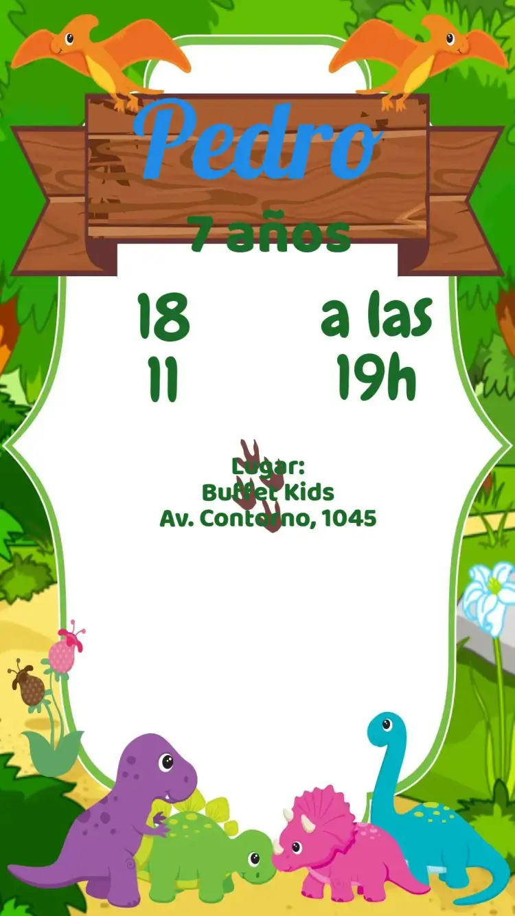 Invitación Dinosaurio – tema Cumpleaños Infantil Dinosaurios, Selva, Prehistórico