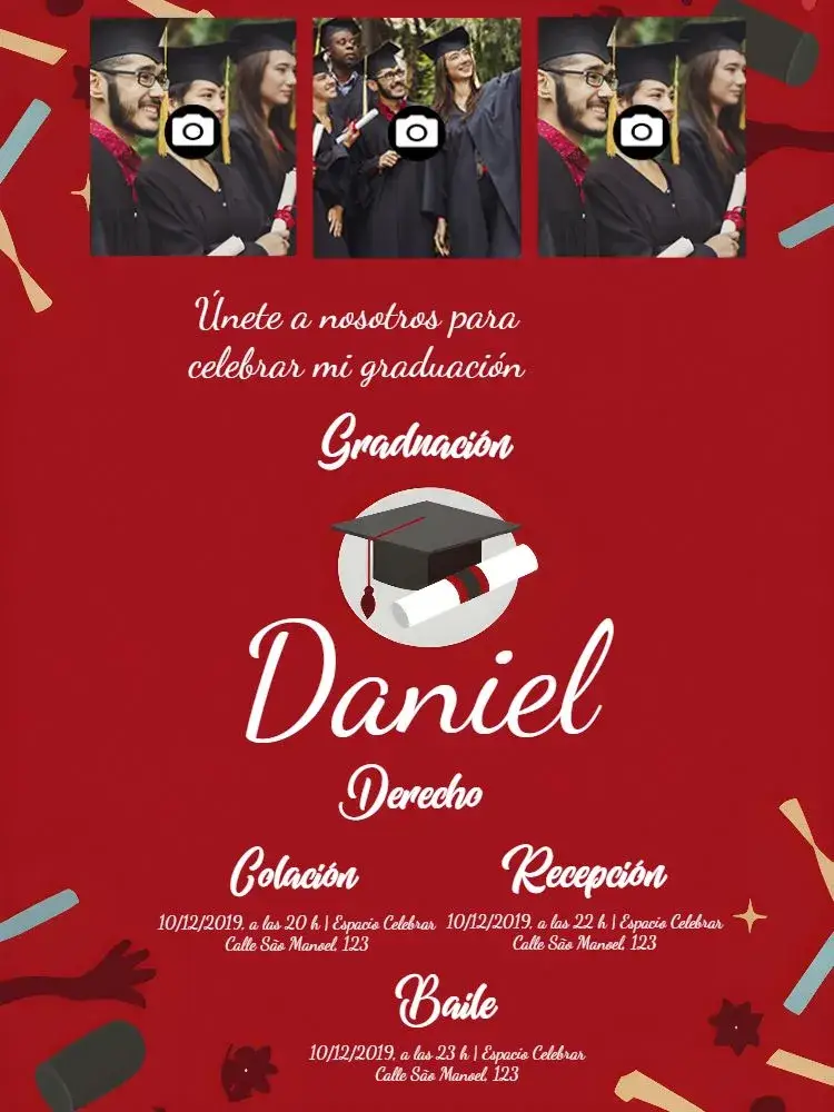 Invitación Graduación Con Fotos Mosaico editable y personalizable