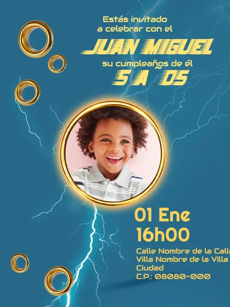 Invitación Infantil Sonic y Juegos de Rayos