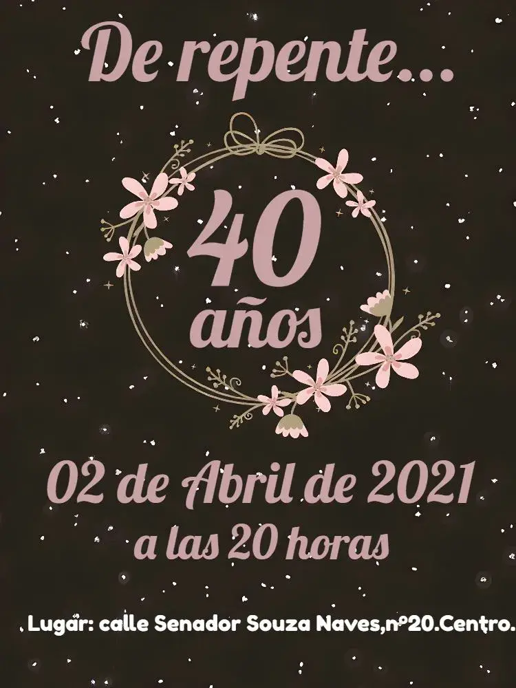 Invitación 40 Años Floral Gold