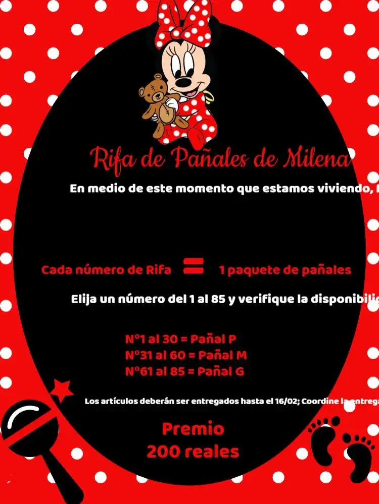 Baby Shower de Minnie Mouse Rifa de Pañales