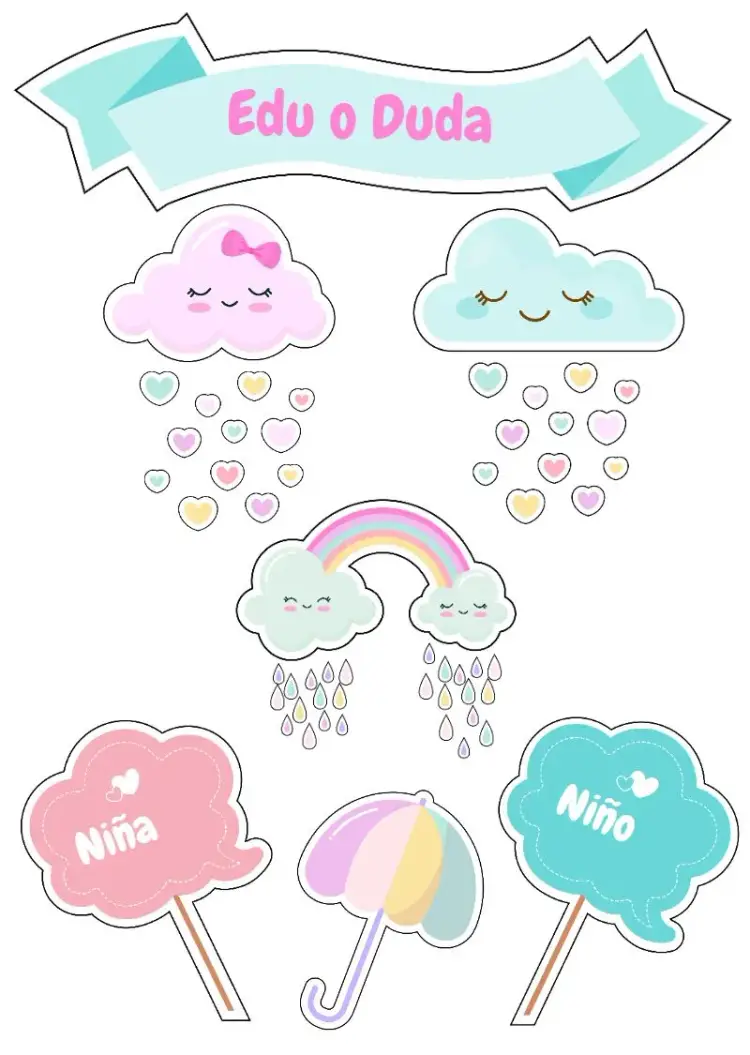 Invitación Topo De Pastel Revelación de Género Lluvia de Amor Colorida