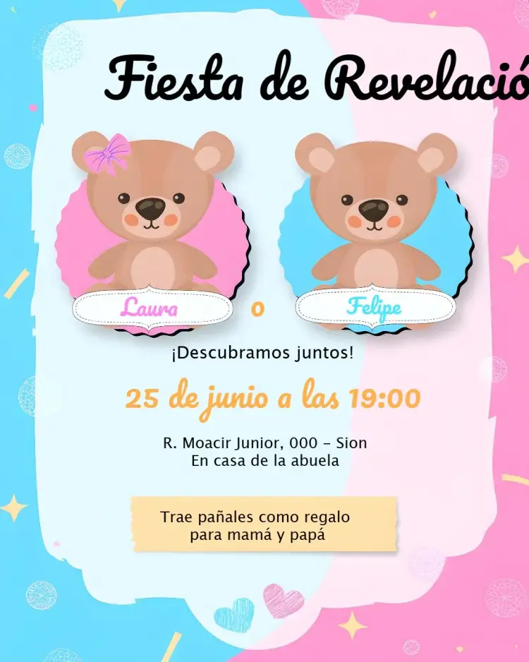 Invitación Revelación de Género Ositos Niña