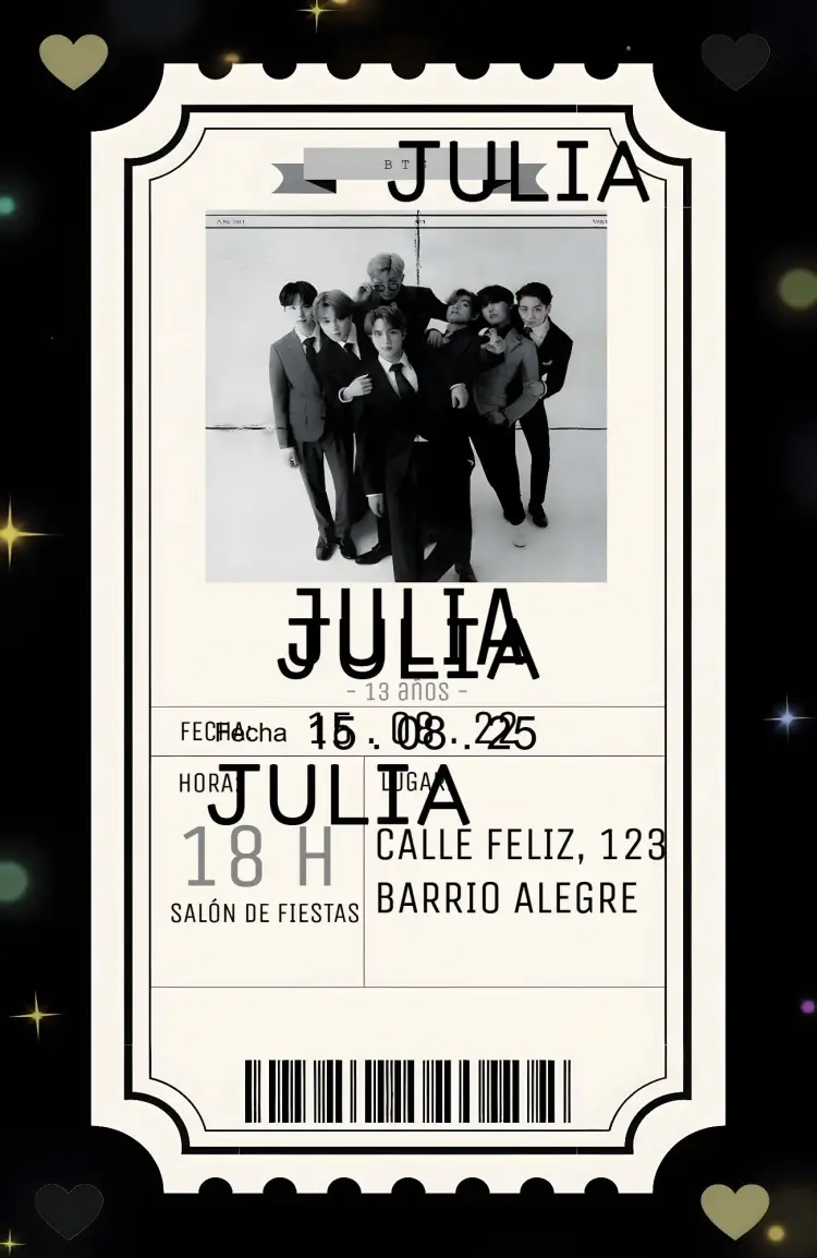 Invitación Bts Kpop Ticket