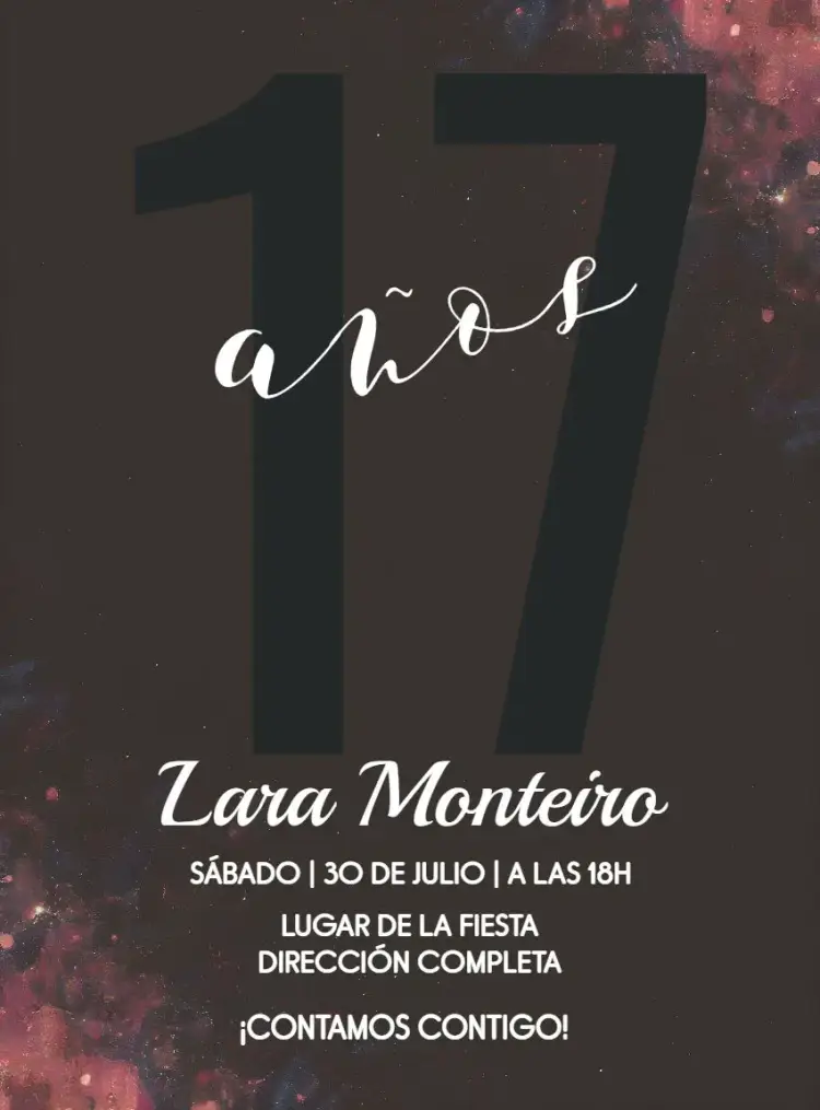 Invitación Minimalista Todo Negro editable y personalizable