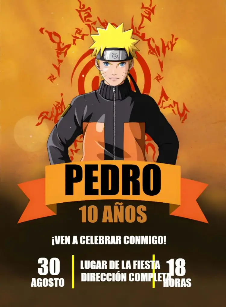 Invitación Naruto Naranja