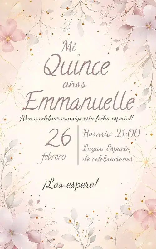 Invitación 15 Años Floral – tema 15 años floral, elegante, colorido, romántico, vintage, moderno