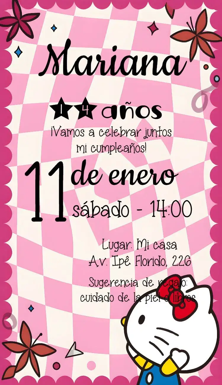 Invitación Hello Kitty Emo