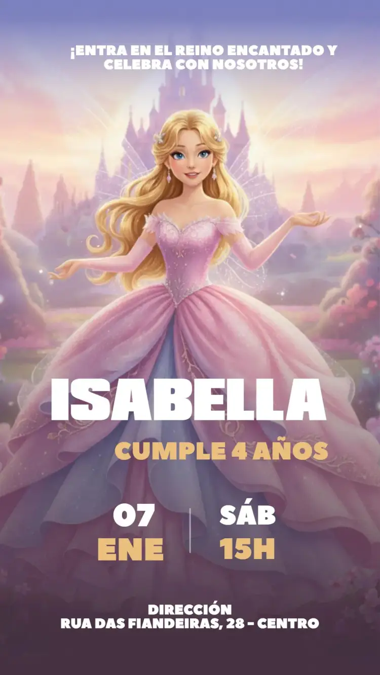 Invitación Invitación Digital Hada – tema Cumpleaños Infantil delicado, mágico, tonos pastel, ilustraciones de hadas, estilo infantil, romántico