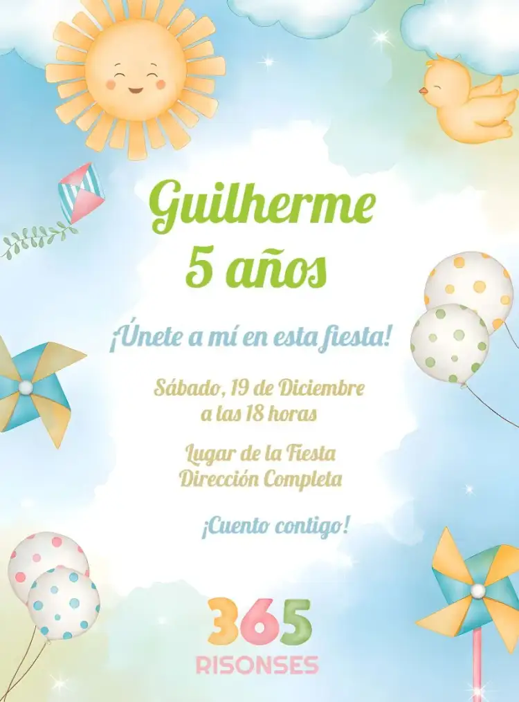 Invitación 365 Días Acuarela Año – tema Fechas Conmemorativas acuarela, colorido, lúdico, infantil, moderno