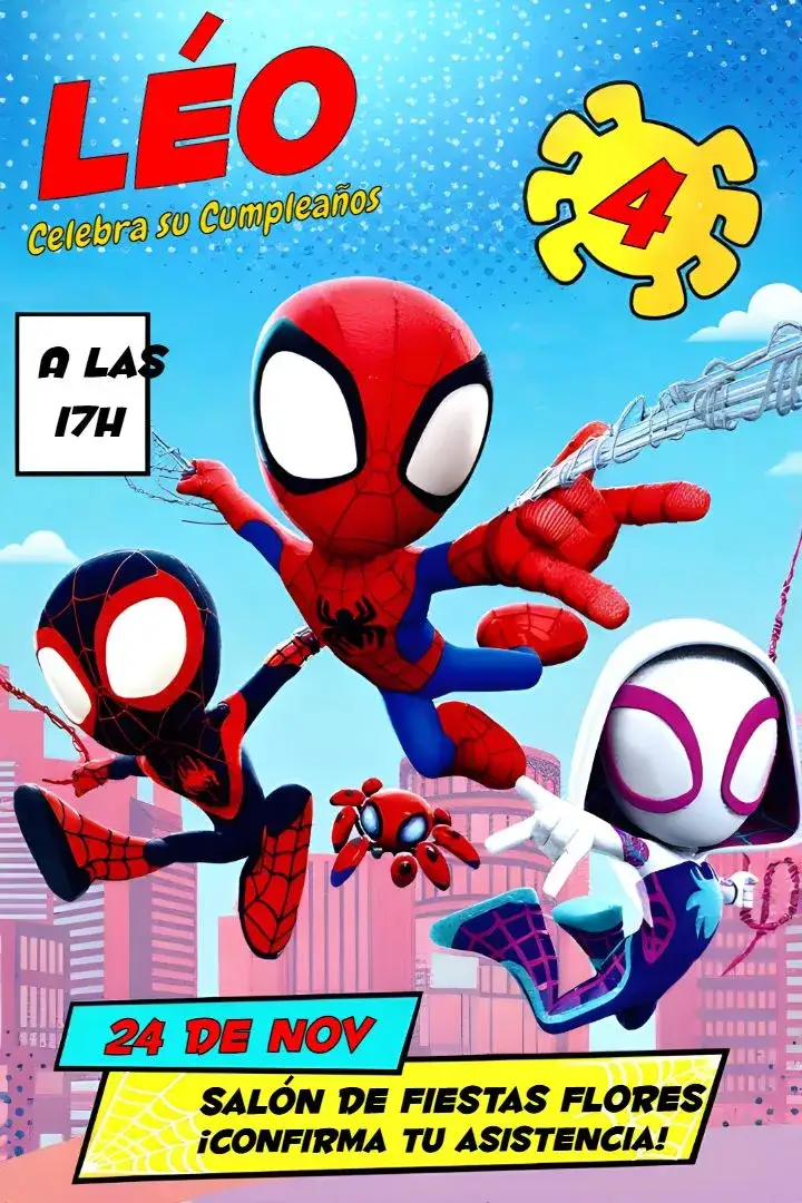 Invitación Spidey Amazing Friends Home – tema Más buscados colorido, divertido, temático, infantil, moderno