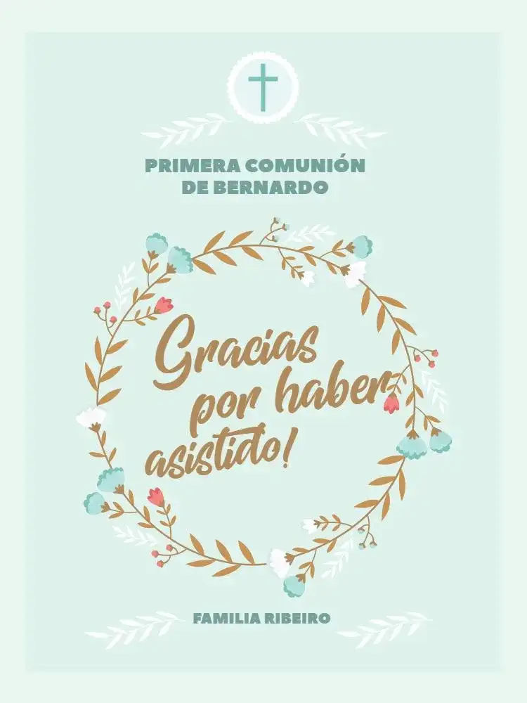 Tarjeta De Agradecimiento Presencia Primera Comunión Verde Encuentro
