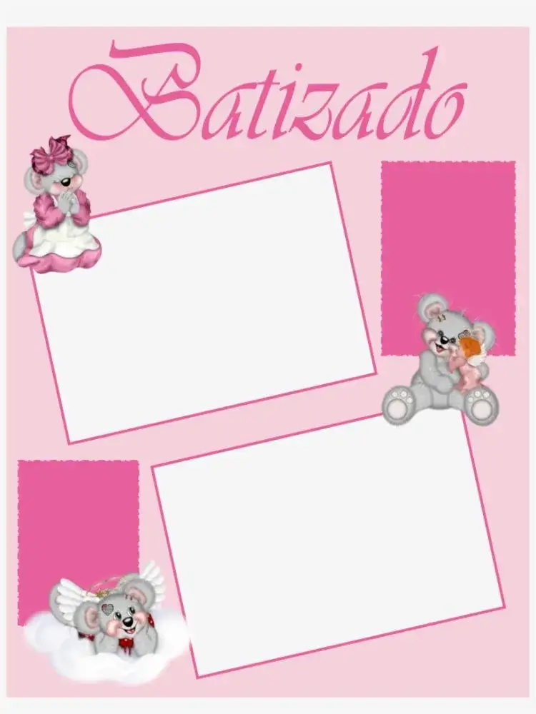 Invitación Marco Para Bautizo Ositos Pastor – tema Bautismo lindo, infantil, suave, religioso, afetuoso, brincalhão