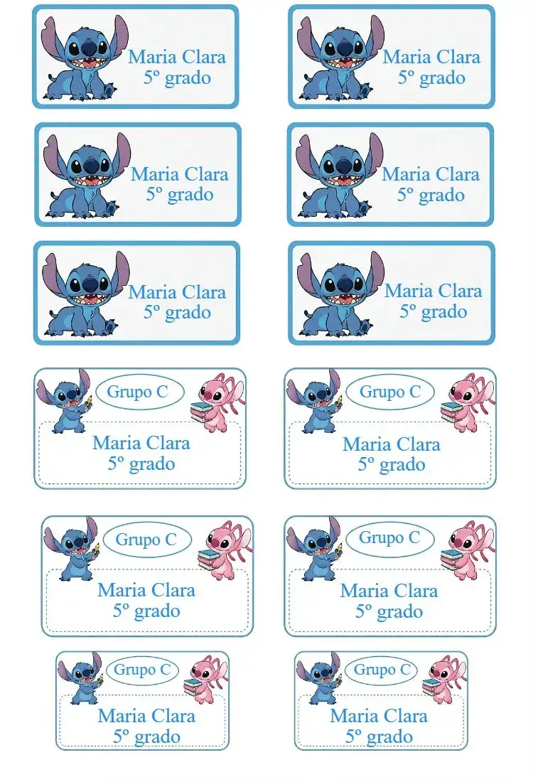 Invitación Etiqueta escolar Stitch – tema Más buscados colorido, infantil, divertido, animado, moderno
