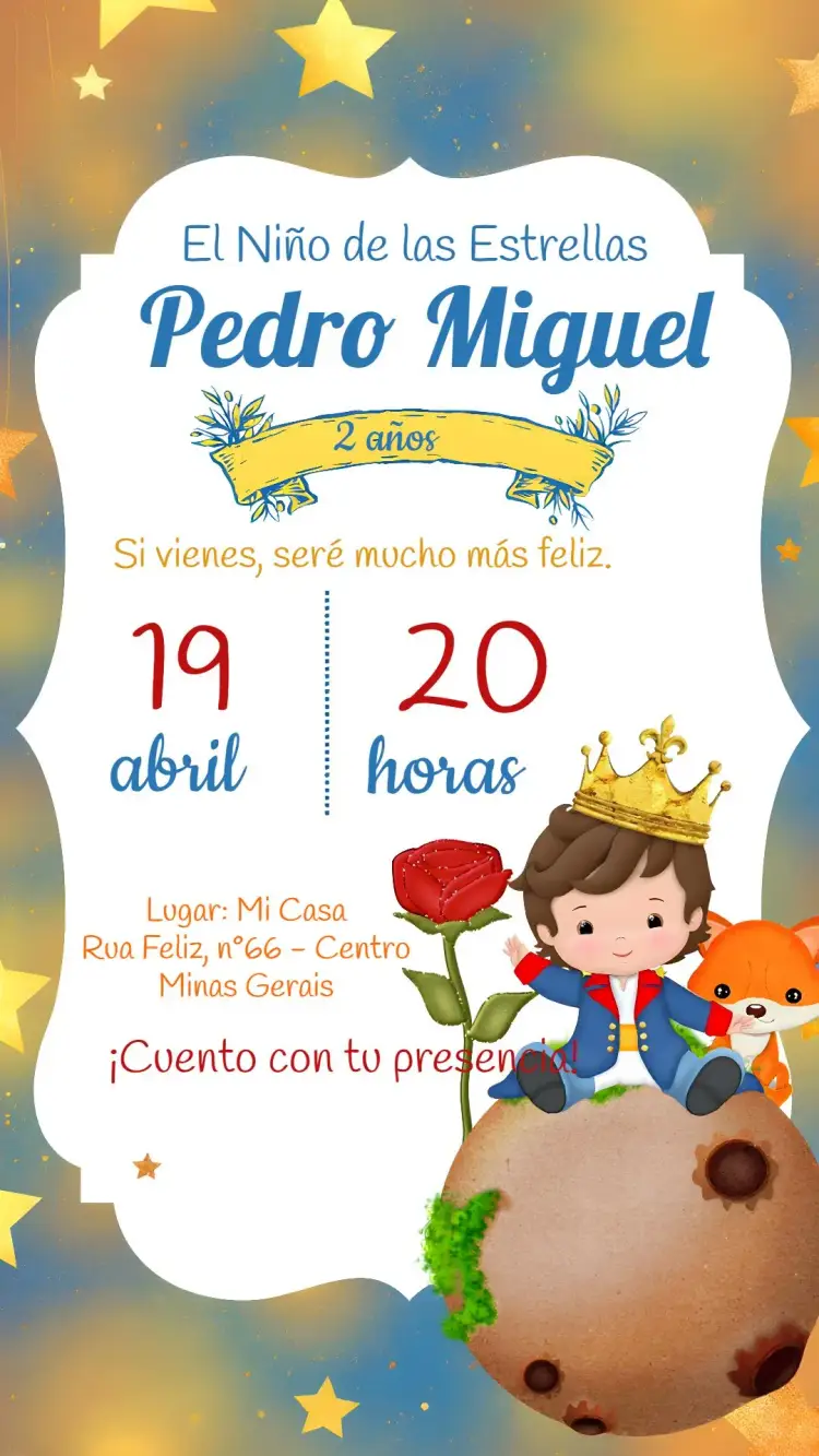 Invitación El Principito Estrellas