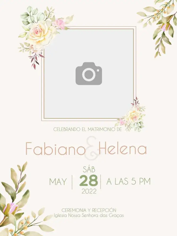 Invitación Boda Rústica Beige – tema Boda rústico, floral, elegante, delicado, beige, natural